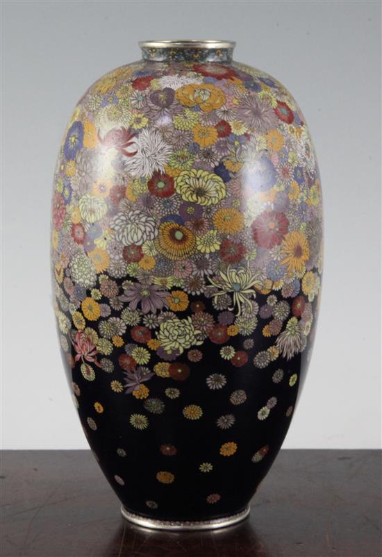 A Japanese millefleur silver wire cloisonne enamel vase, 20cm